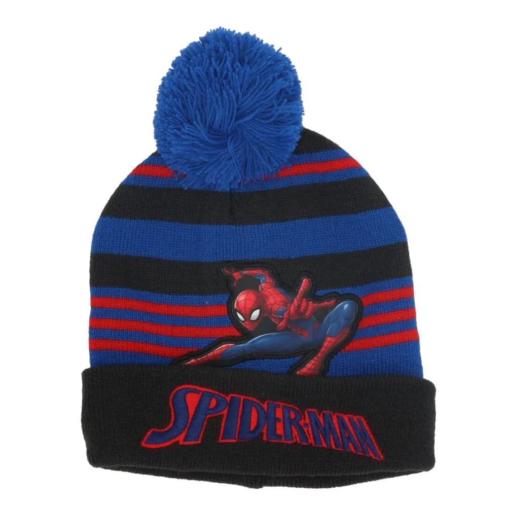 spiderman_muts_met_pompom_2 Húfa með dúsk Spiderman Svartur