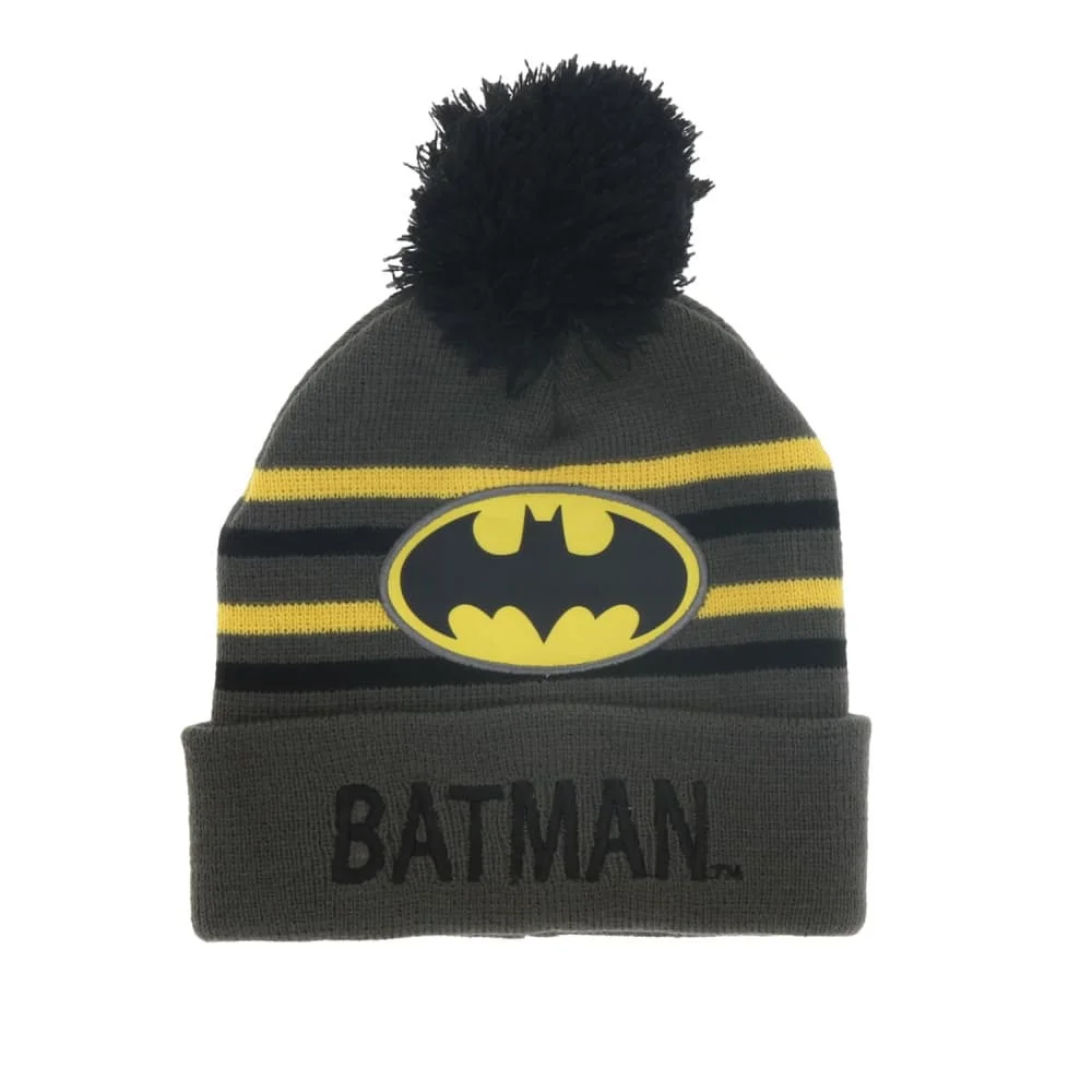 batman_muts_zwart_grijs_3 Húfa með dúsk Batman grár